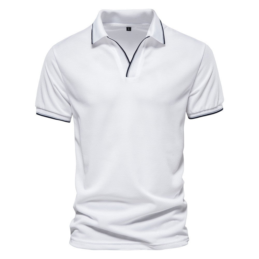 Camiseta de Hombre de Color Sólido con Cuello en V y Manga Corta | Ideal para el Verano