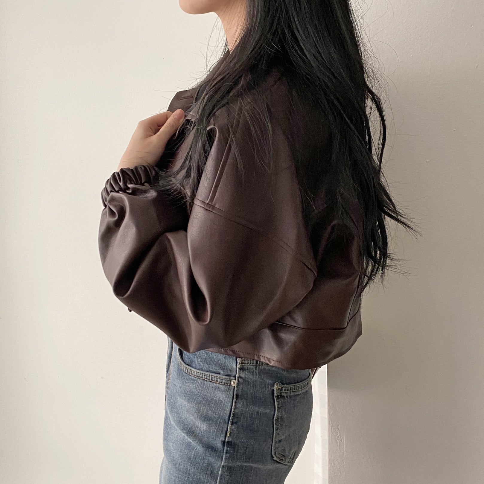 Chaqueta Holgada de Cuero PU | Ideal para Primavera y Otoño