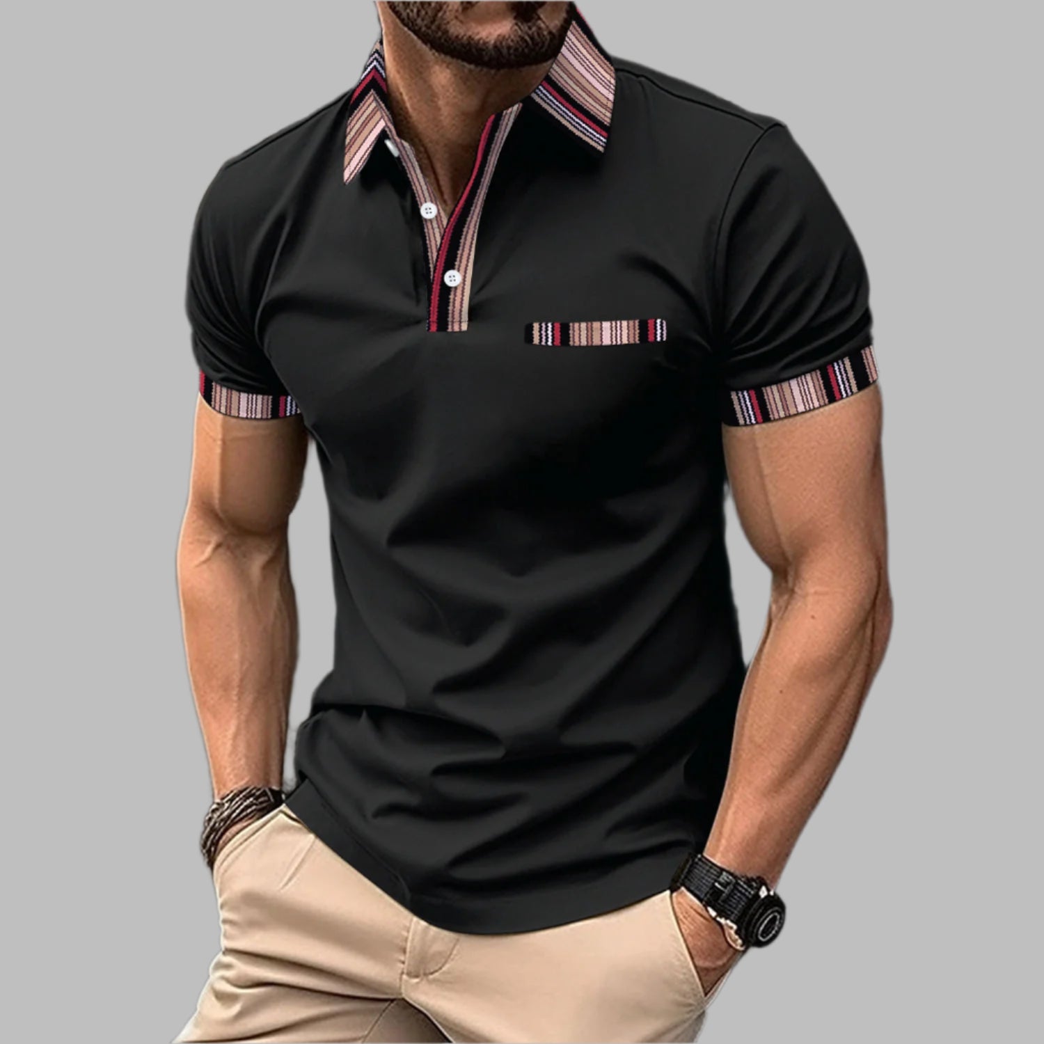 Camiseta de Manga Corta con Cuello Estampado y Botones | Ideal para el Verano