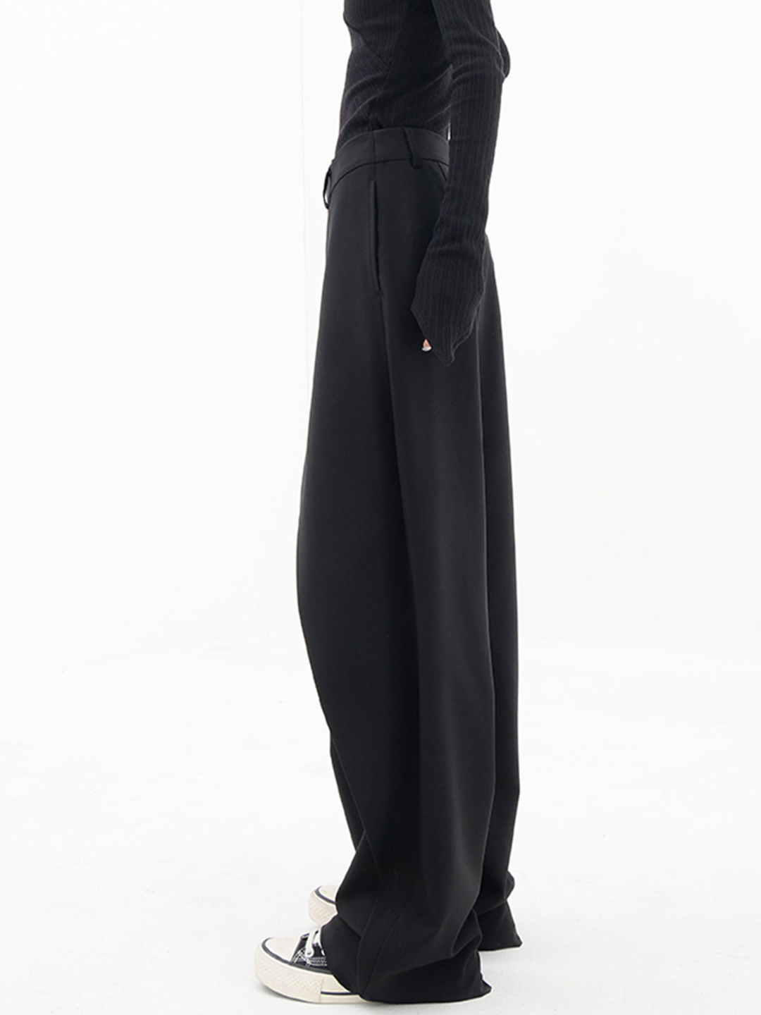 Pantalones de pierna ancha con botones asimétricos de cintura alta | Ideal para primavera y otoño