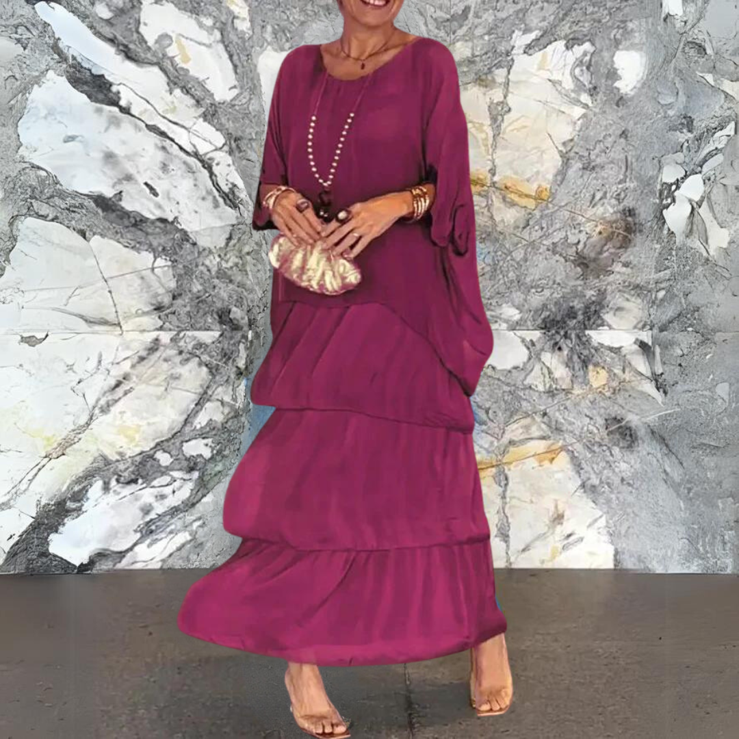 Vestido Largo de Gasa con Corte Elegante | Ideal para Primavera y Verano