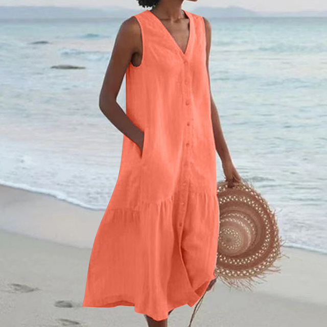 Vestido de Verano para Mujer con Cintura Entallada y Diseño Estampado