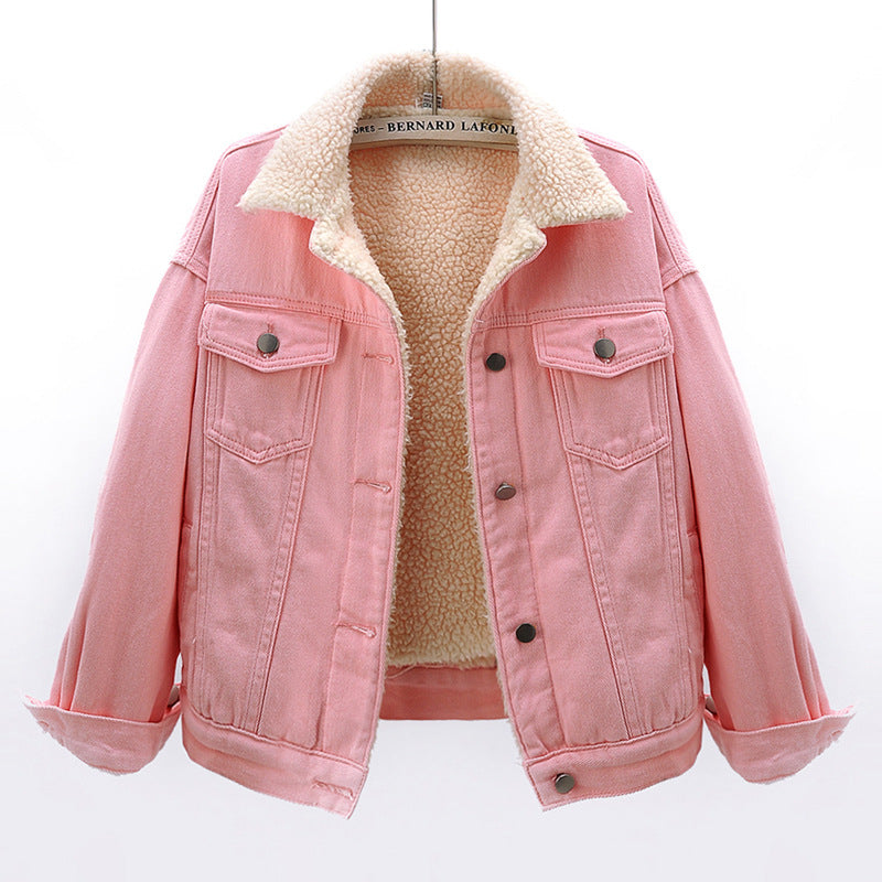 Chaqueta de Mezclilla Acolchada con Forro de Lana de Cordero | Ideal para Invierno