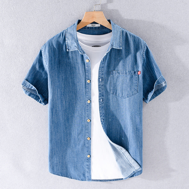 Camisa de Mezclilla de Algodón de Manga Corta | Ideal para Verano