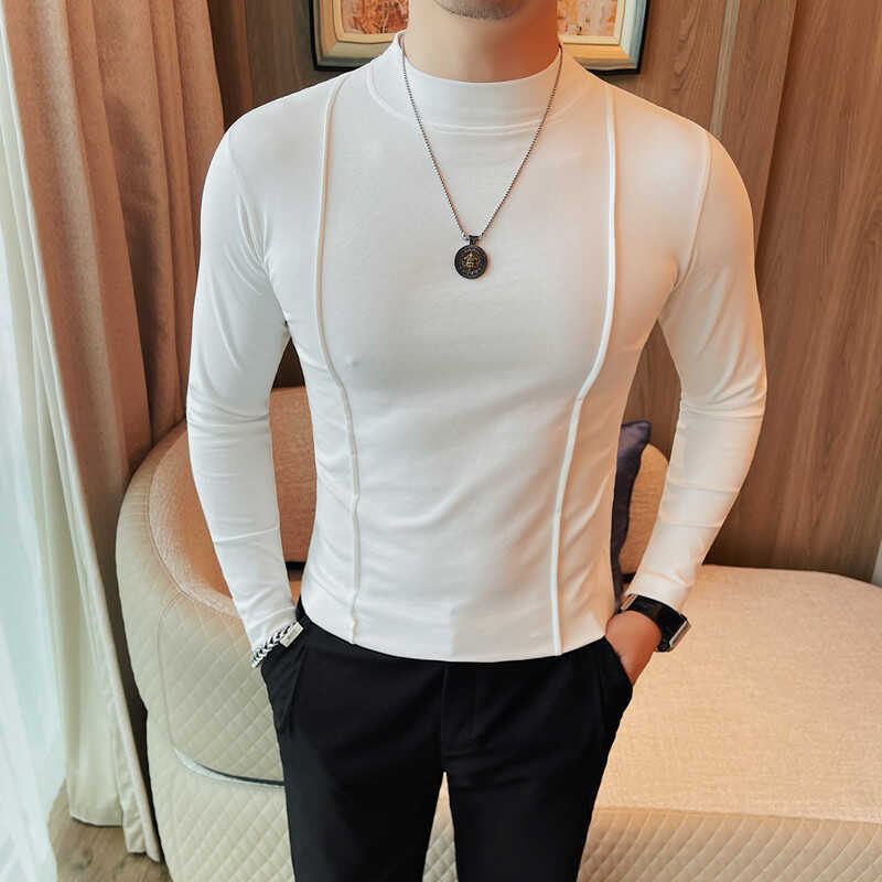 Camiseta de Hombre de Manga Larga Ajustada con Rayas | Ideal para Primavera y Otoño
