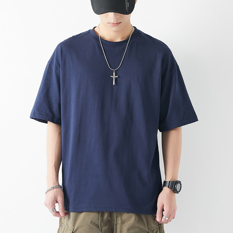 Camiseta de Algodón de Manga Corta de Peso Pesado Ideal para Verano