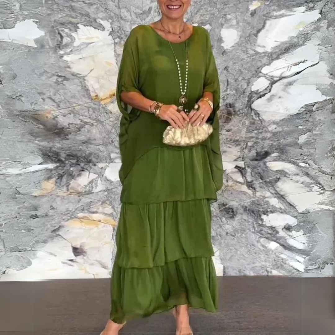 Vestido Largo de Gasa con Corte Elegante | Ideal para Primavera y Verano