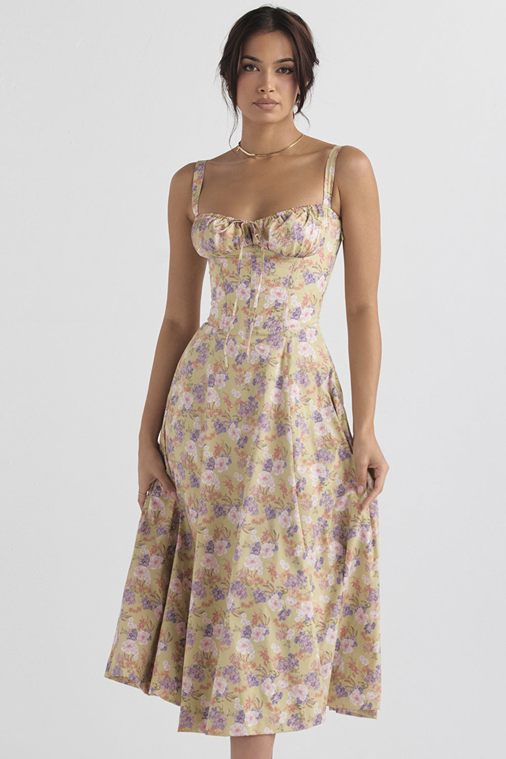 Vestido De Mujer Con Estampado Floral Y Tirantes Ajustables | Ideal Para Verano
