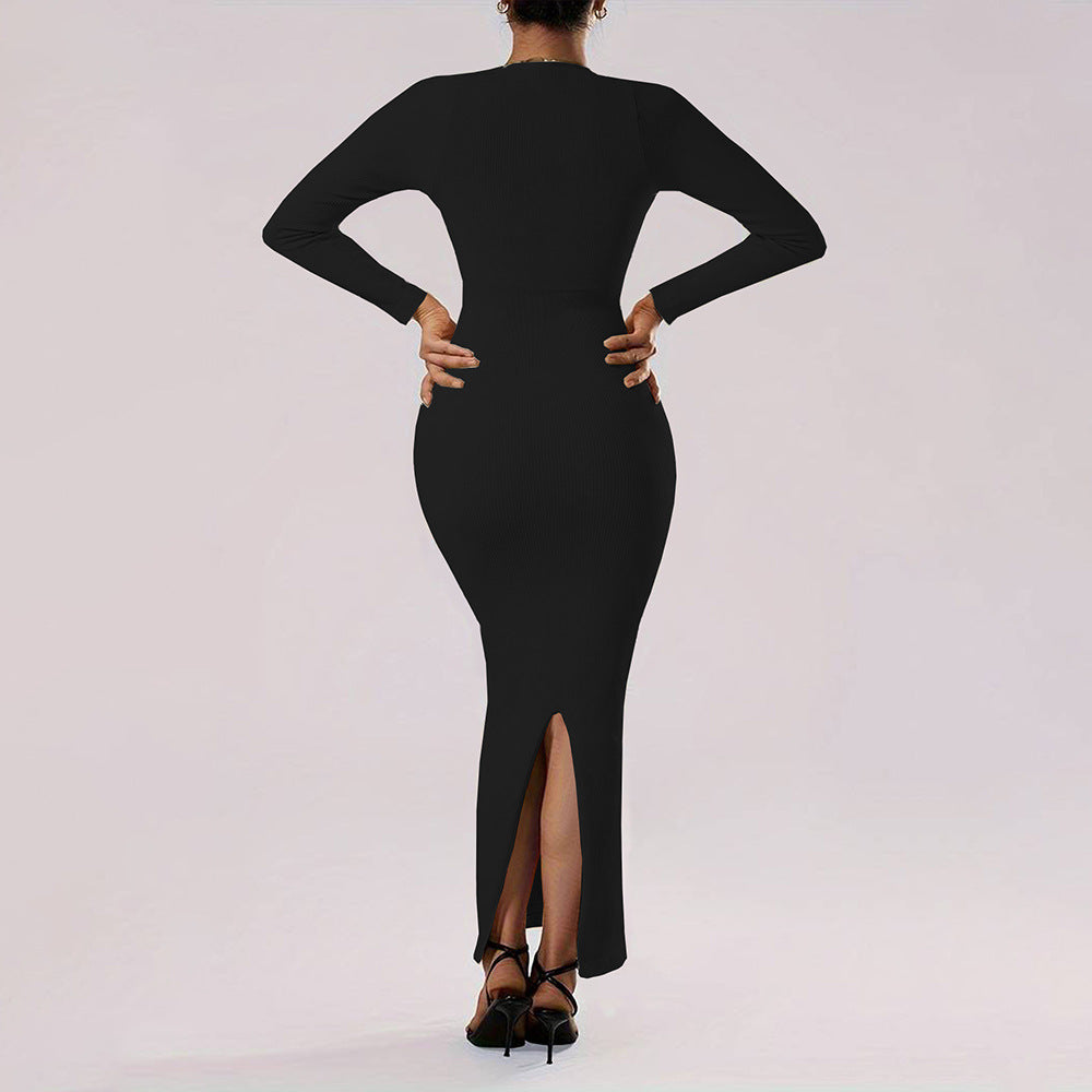 Vestido Ajustado De Manga Larga Con Cuello Cuadrado | Ideal Para Otoño Y Invierno