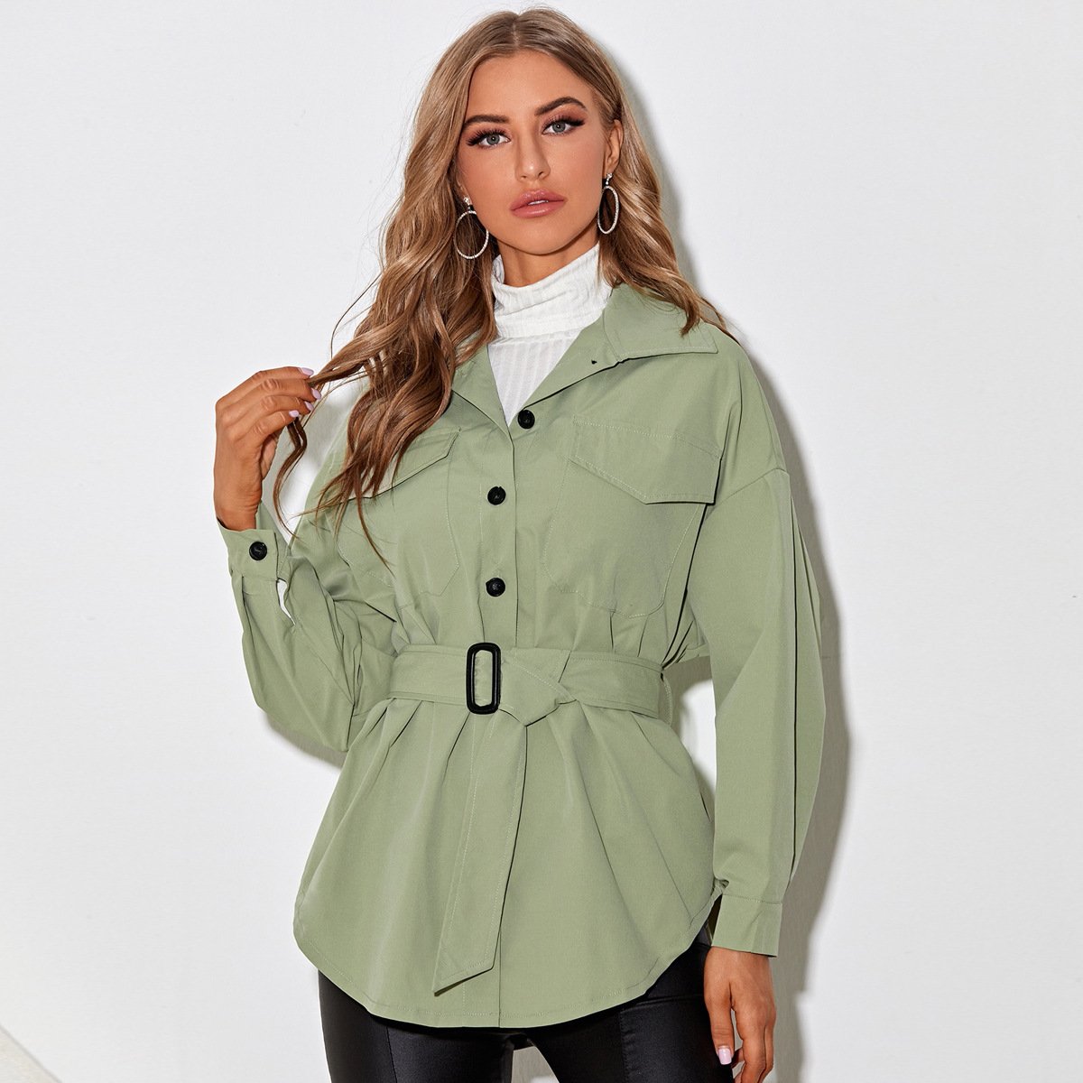 Chaqueta Camisa con Cinturón – Ideal para Primavera