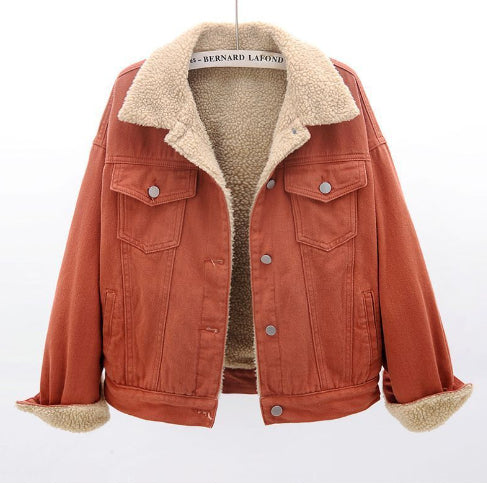 Chaqueta de Mezclilla Acolchada con Forro de Lana de Cordero | Ideal para Invierno