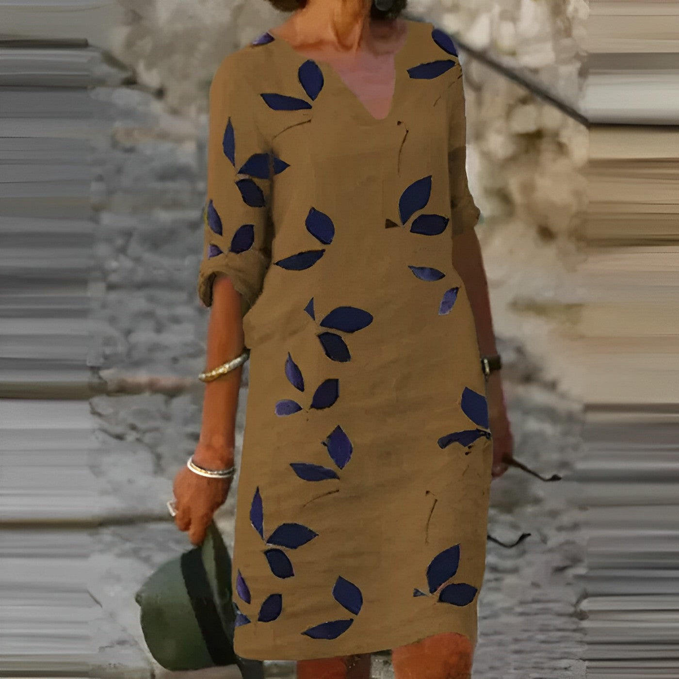 Vestido De Verano Con Estampado De Hojas Y Silueta Fluida | Ideal Para Verano