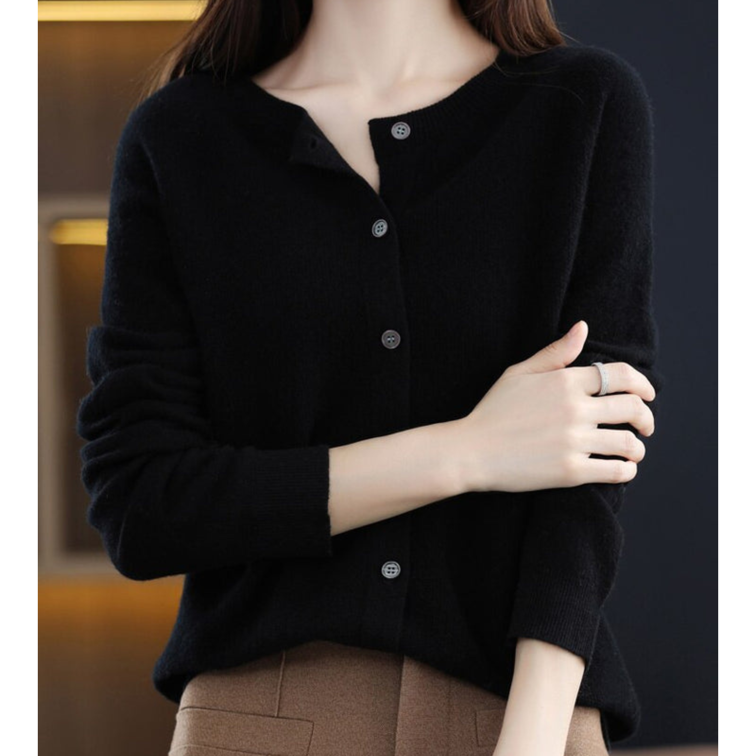 Cárdigan de punto suave con cuello redondo | Ideal para otoño e invierno