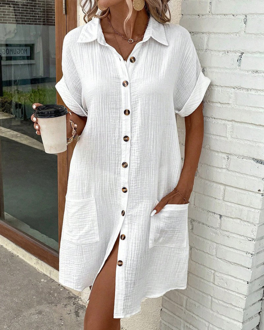 Vestido Camisero De Mujer Con Botones Y Manga Larga | Ideal Para Primavera Y Otoño