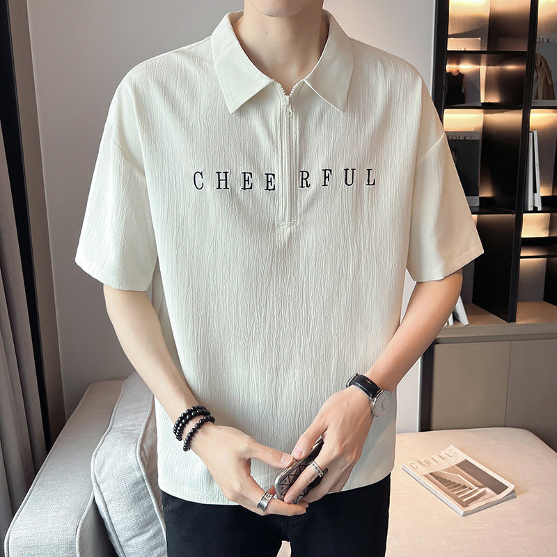 Camisa Polo de Hombre de Manga Corta con Estampado de Letras | Ideal para Verano