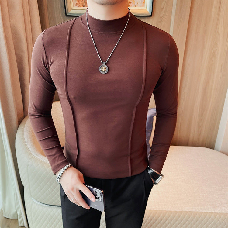 Camiseta de Hombre de Manga Larga Ajustada con Rayas | Ideal para Primavera y Otoño