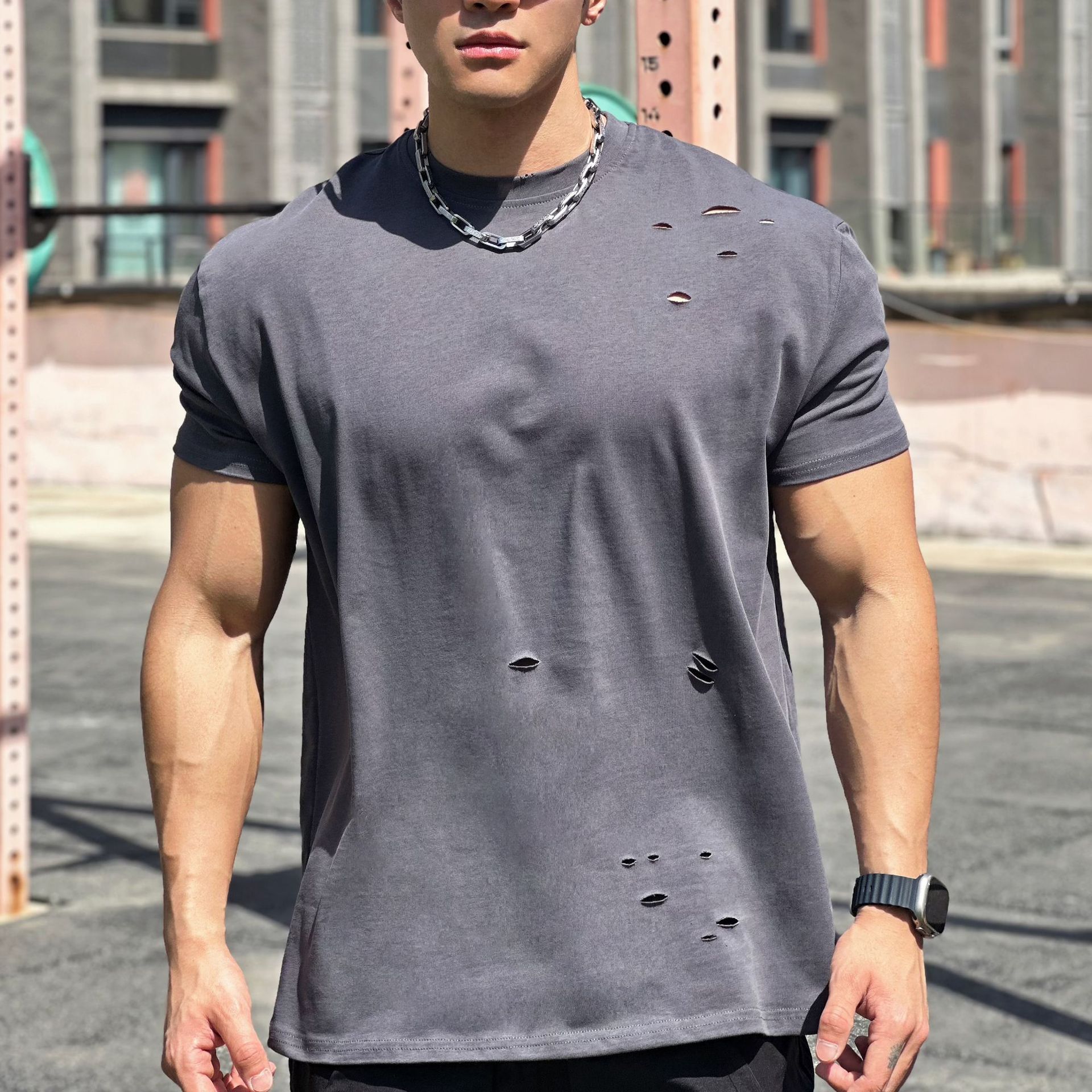 Camiseta Deportiva de Algodón de Corte Suelto y Manga Corta | Ideal para Verano