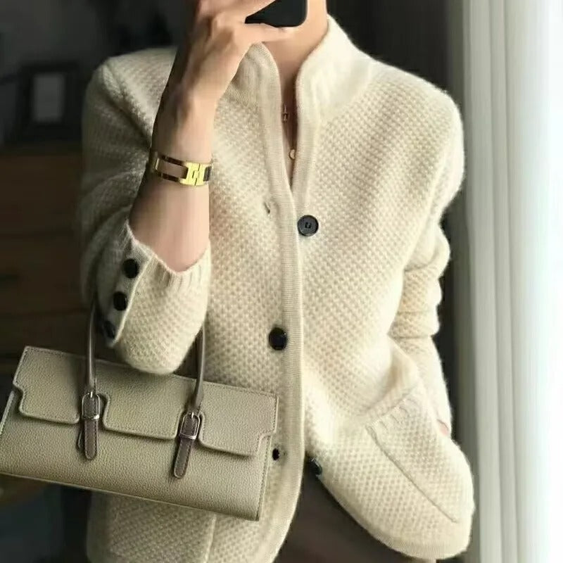 Cárdigan de punto cálido con cuello alto | Ideal para otoño e invierno
