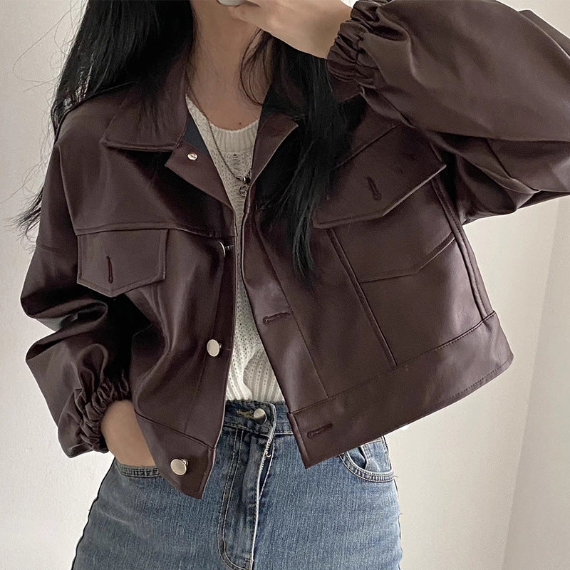 Chaqueta Holgada de Cuero PU | Ideal para Primavera y Otoño