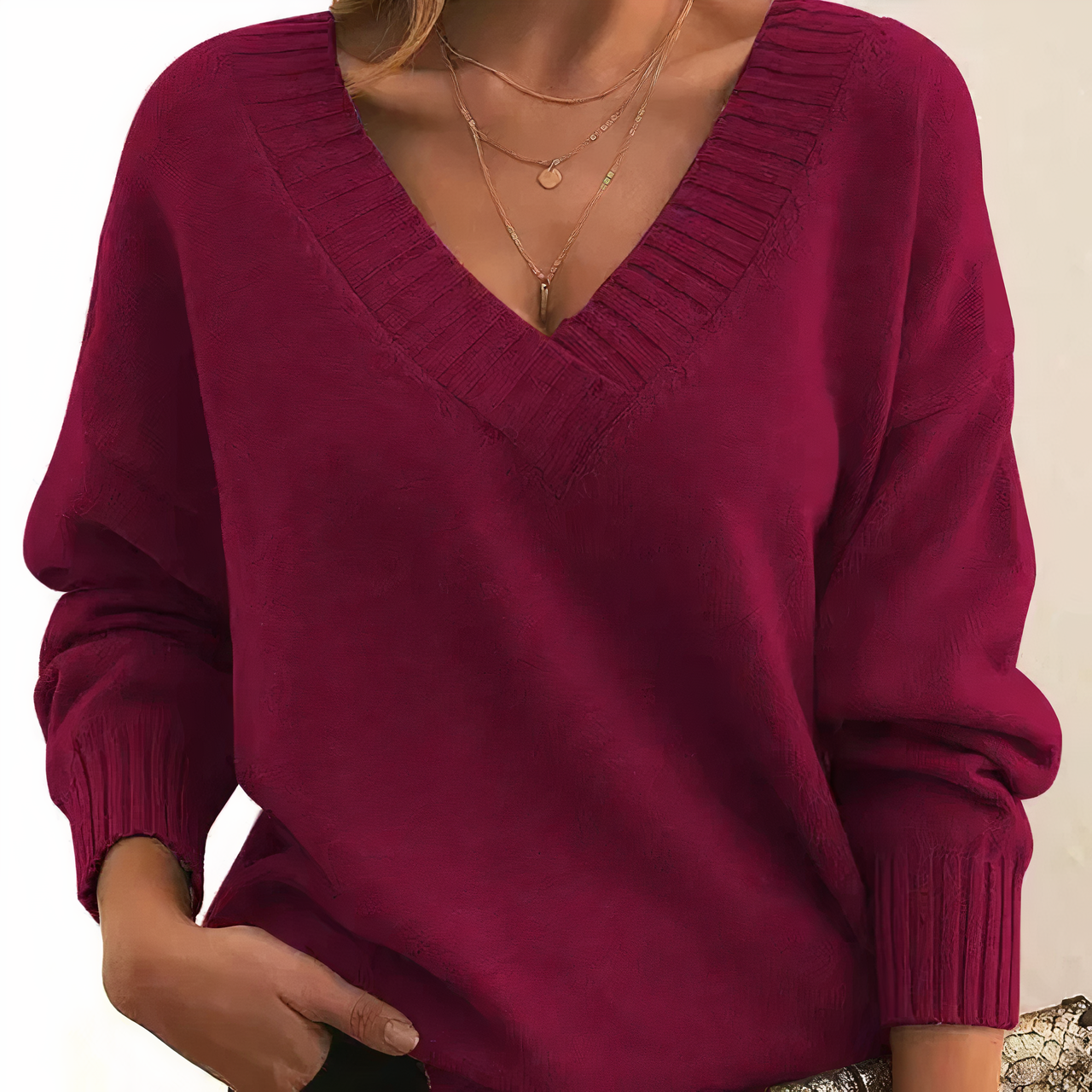 Suéter de punto suave con cuello en V | Ideal para otoño