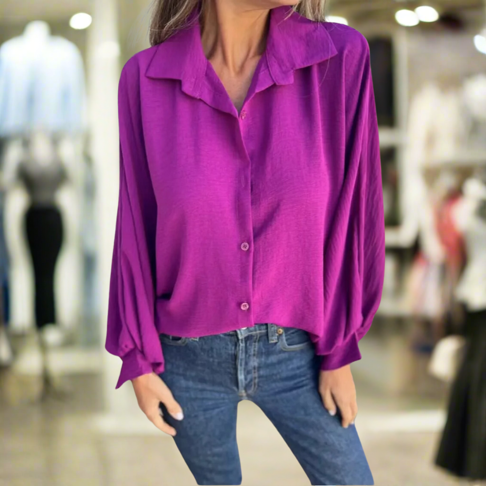 Camisa de manga larga con cuello de solapa y diseño versátil