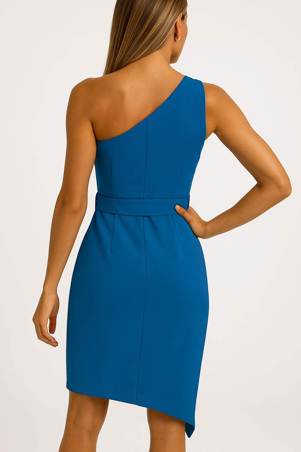 Vestido de Verano para Mujer de Un Solo Hombro con Cinturilla Definida