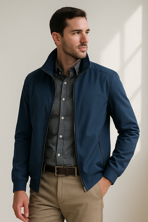 Chaqueta de Verano para Hombre a Prueba de Viento con Cierre de Cremallera y Forro Interior