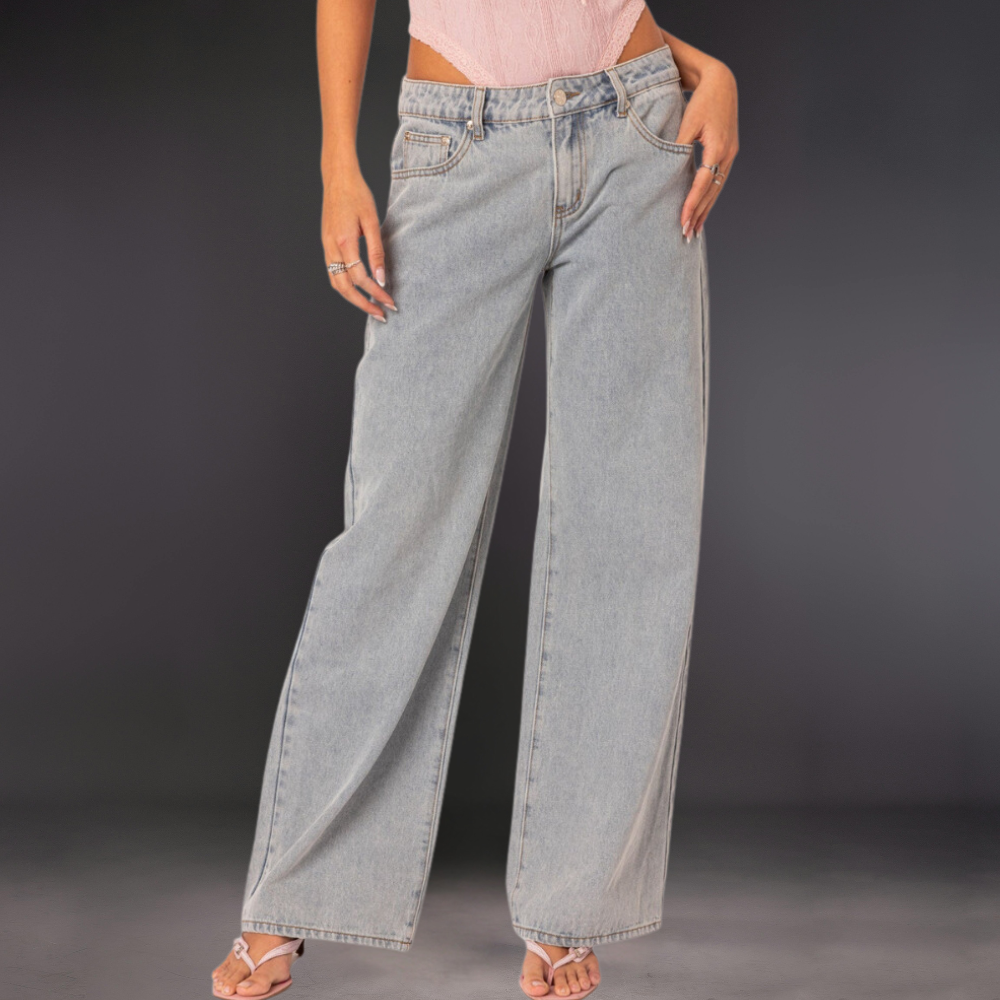 Jeans retro con detalle de lazo y corte recto ideales para primavera y verano