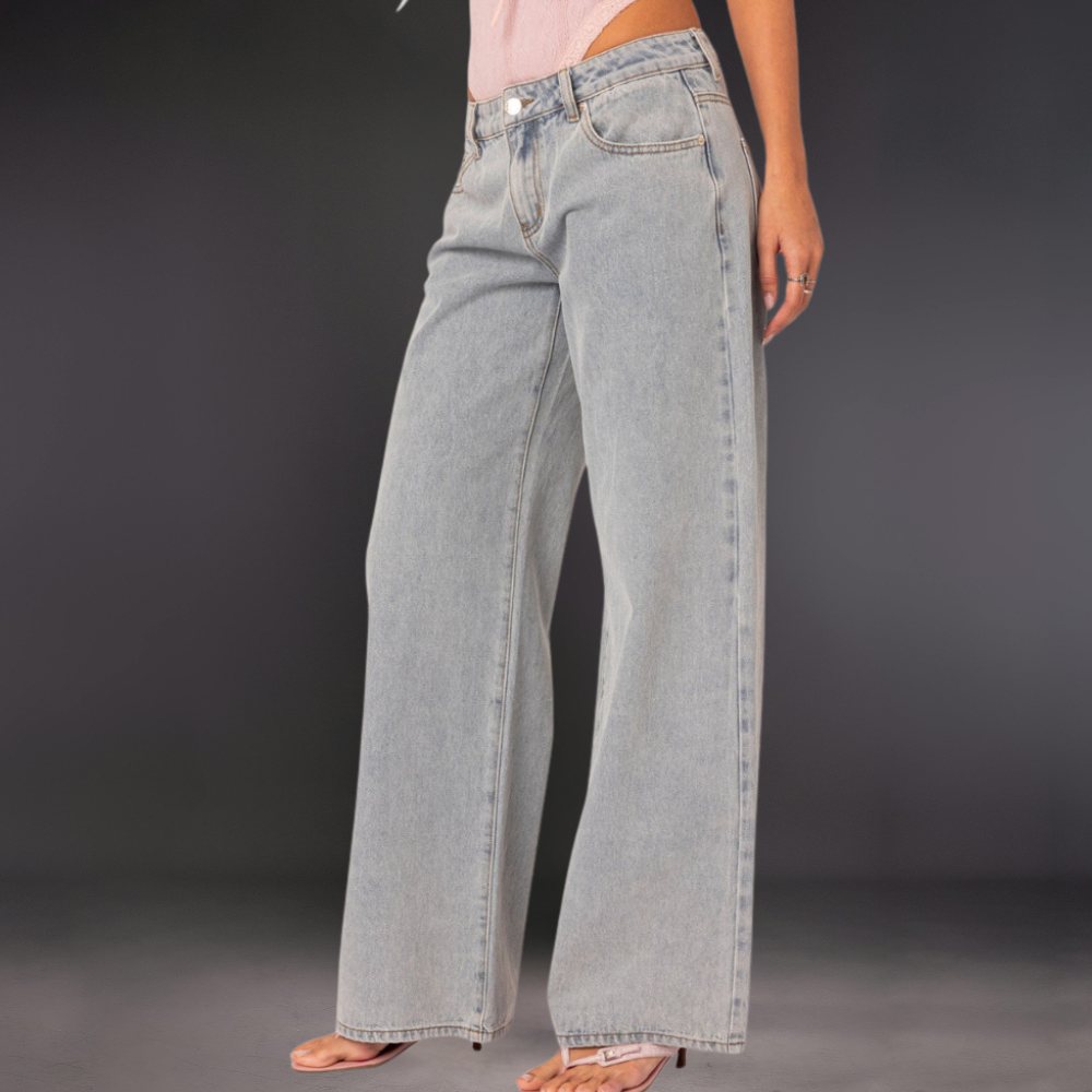 Jeans retro con detalle de lazo y corte recto ideales para primavera y verano