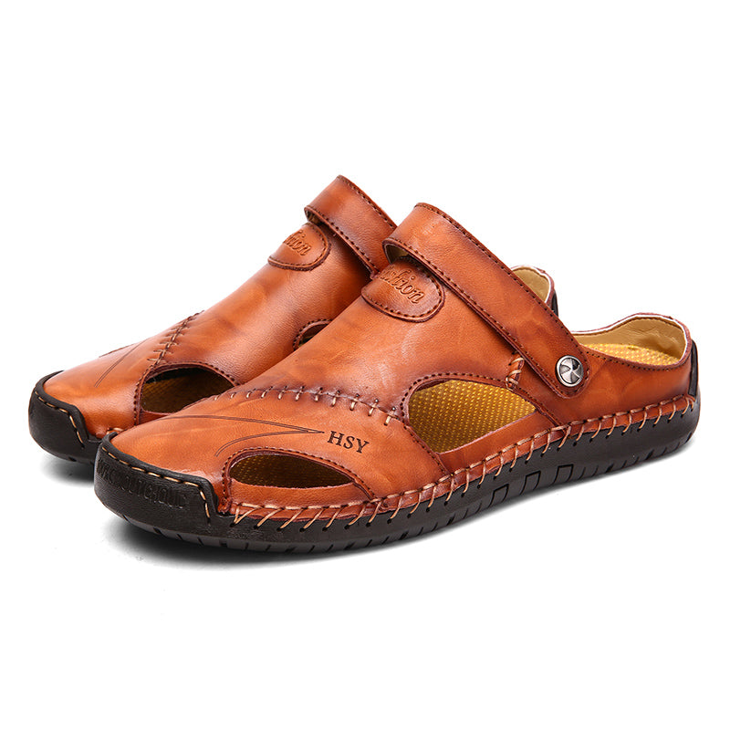 Sandalias de Cuero Cosidas a Mano para Hombre con Diseño Transpirable | Ideal para Verano