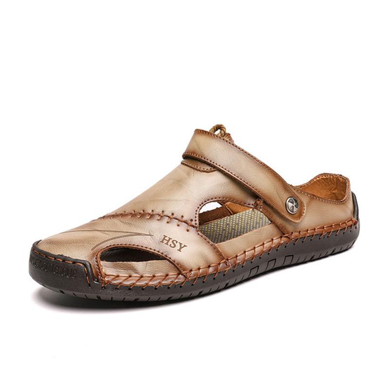 Sandalias de Cuero Cosidas a Mano para Hombre con Diseño Transpirable | Ideal para Verano