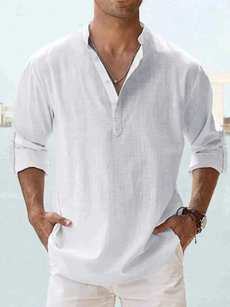 Camisa de Lino Ligera para Hombre con Cierre de Botones | Ideal para Verano