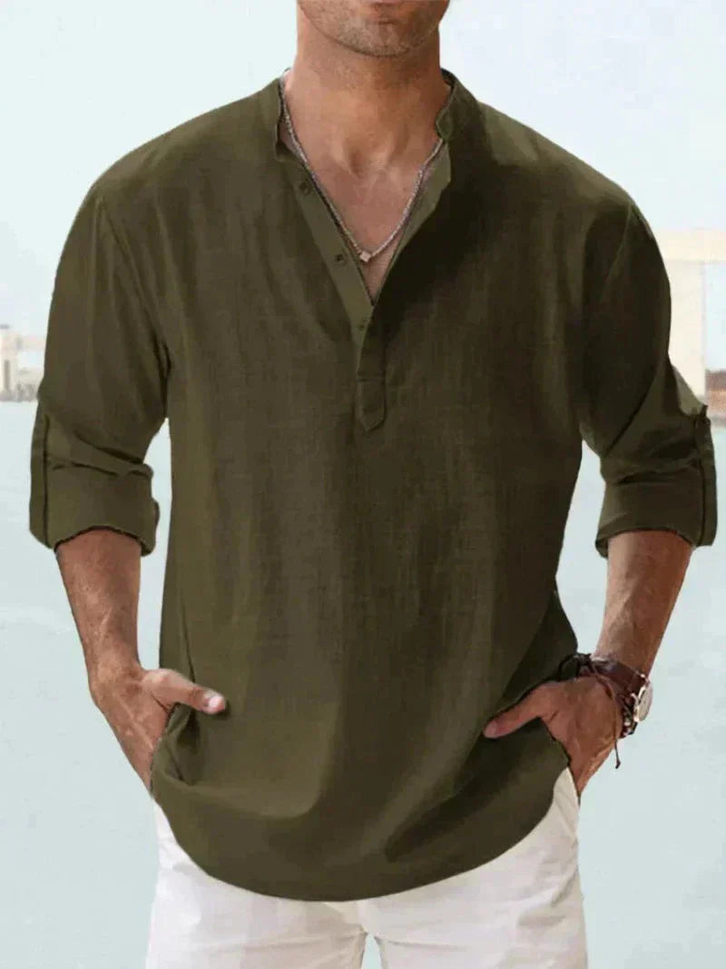 Camisa de Lino Ligera para Hombre con Cierre de Botones | Ideal para Verano