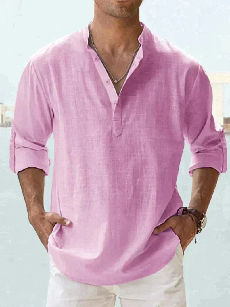 Camisa de Lino Ligera para Hombre con Cierre de Botones | Ideal para Verano