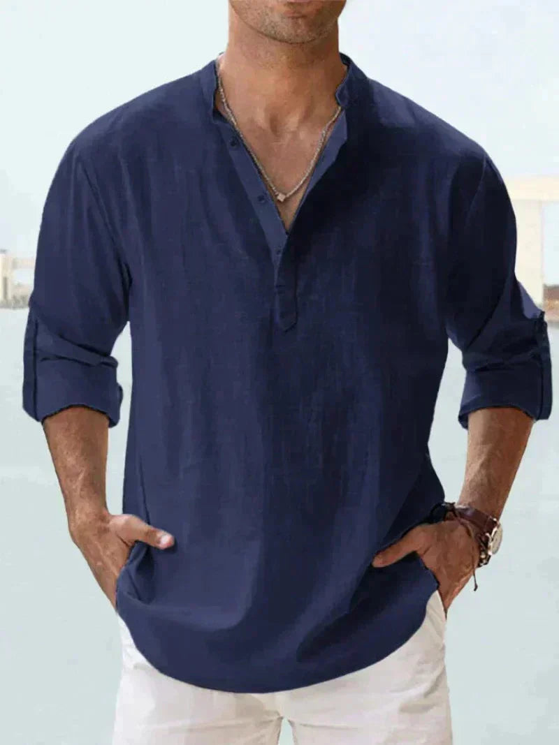 Camisa de Lino Ligera para Hombre con Cierre de Botones | Ideal para Verano