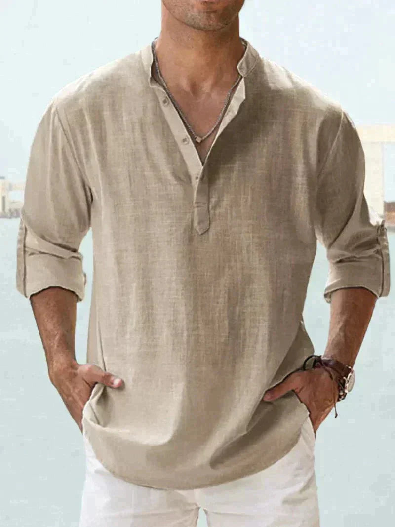 Camisa de Lino Ligera para Hombre con Cierre de Botones | Ideal para Verano