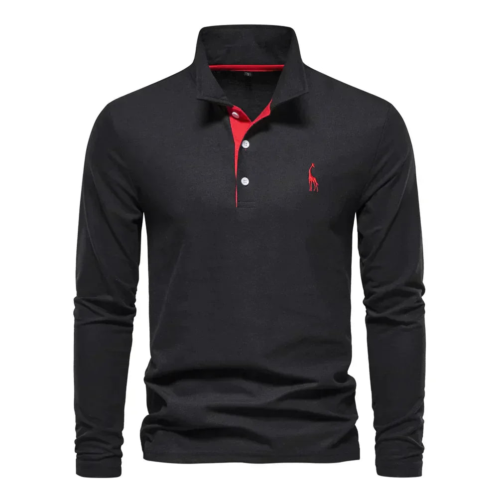 Camisa Tipo Polo De Hombre De Manga Larga Con Tejido Transpirable | Ideal Para Primavera Y Otoño