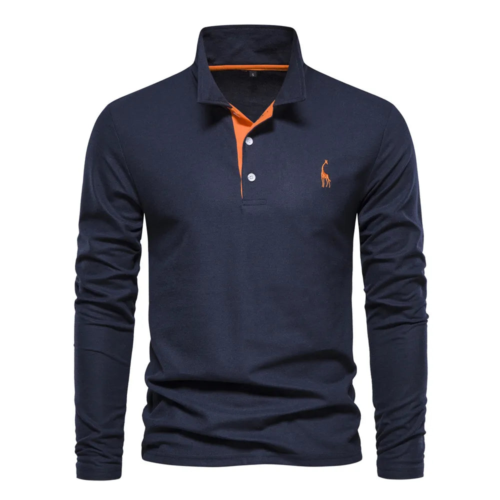 Camisa Tipo Polo De Hombre De Manga Larga Con Tejido Transpirable | Ideal Para Primavera Y Otoño