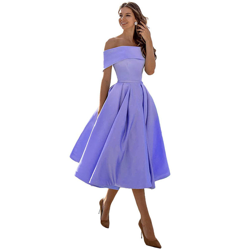Vestido de Fiesta Sin Tirantes de Satén con Silueta Elegante | Ideal para Verano