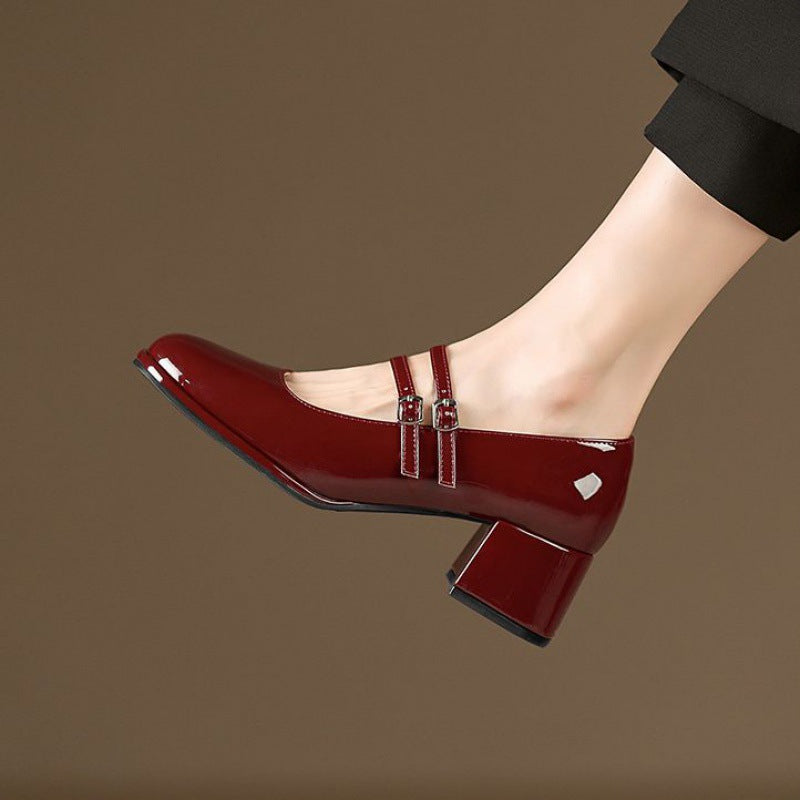 Tacones Altos De Cuero Suave Con Tacón Grueso Y Corte Bajo | Ideal Para Todas Las Estaciones