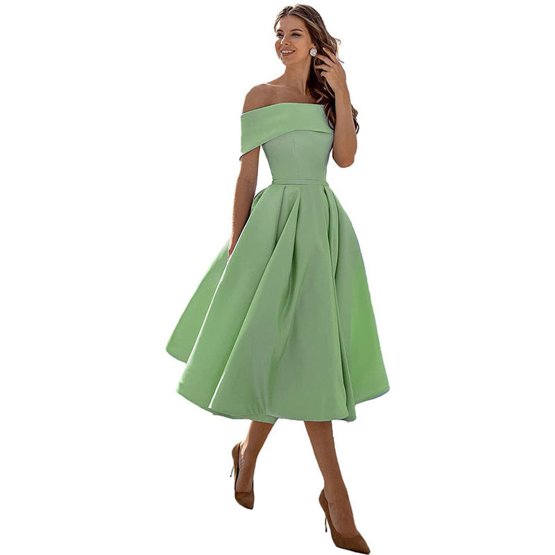 Vestido de Fiesta Sin Tirantes de Satén con Silueta Elegante | Ideal para Verano
