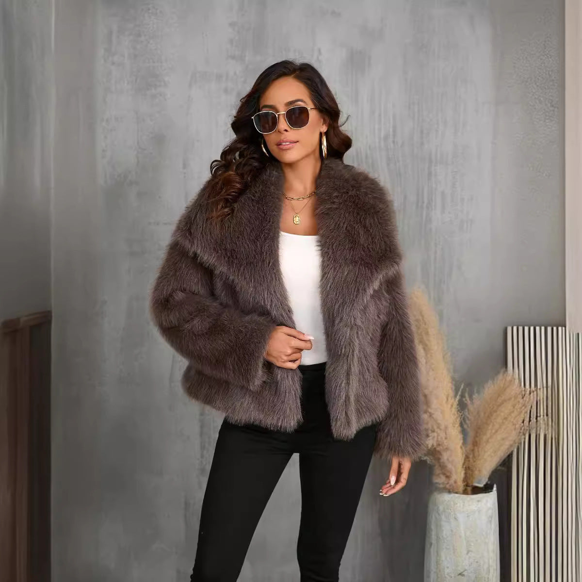 Chaqueta Corto de Piel Sintética para Mujer con Gran Solapa | Ideal para Otoño e Invierno