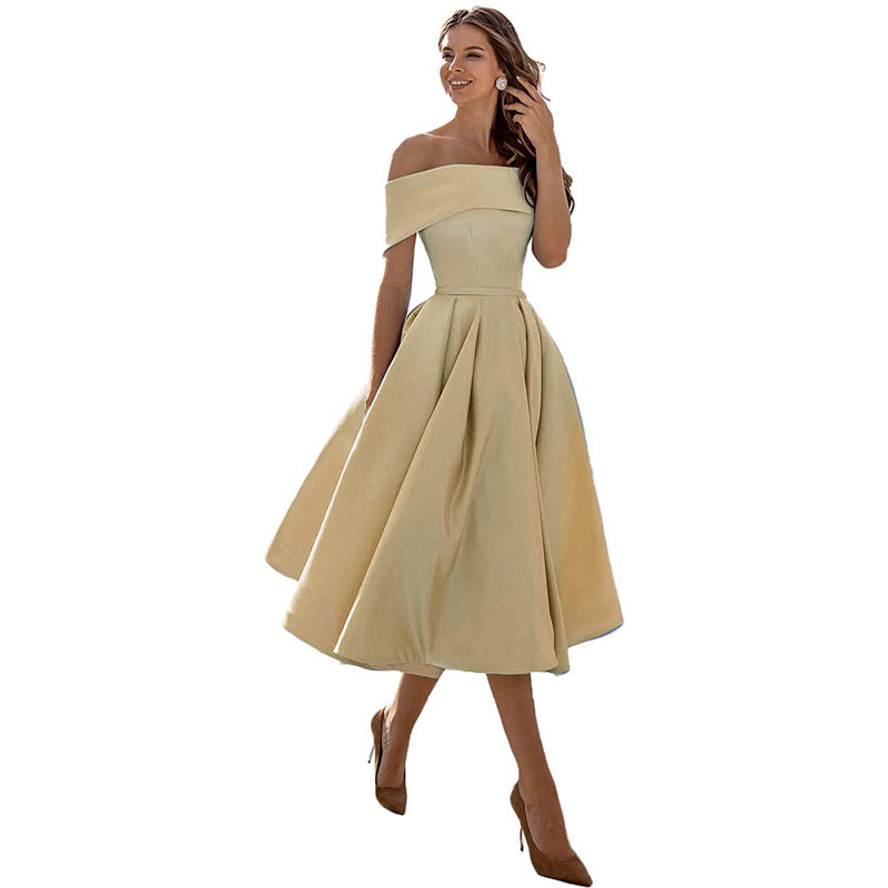 Vestido de Fiesta Sin Tirantes de Satén con Silueta Elegante | Ideal para Verano
