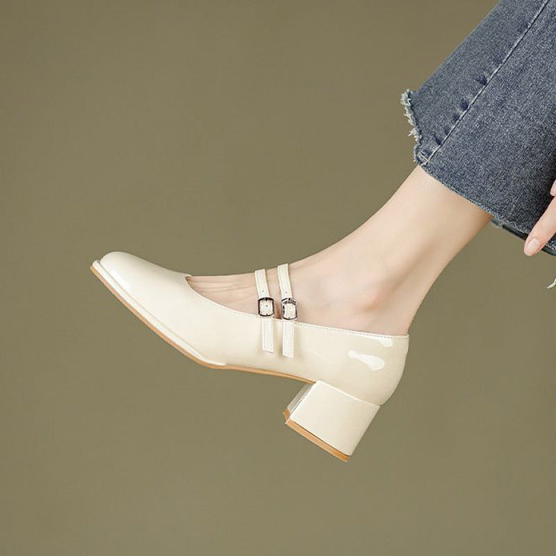 Tacones Altos De Cuero Suave Con Tacón Grueso Y Corte Bajo | Ideal Para Todas Las Estaciones