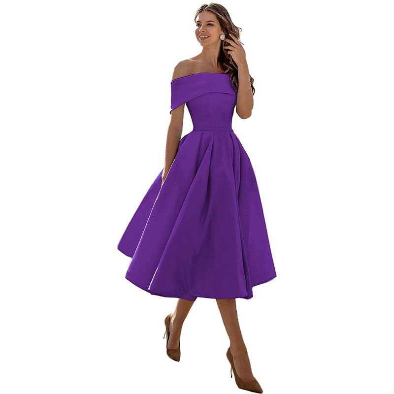 Vestido de Fiesta Sin Tirantes de Satén con Silueta Elegante | Ideal para Verano