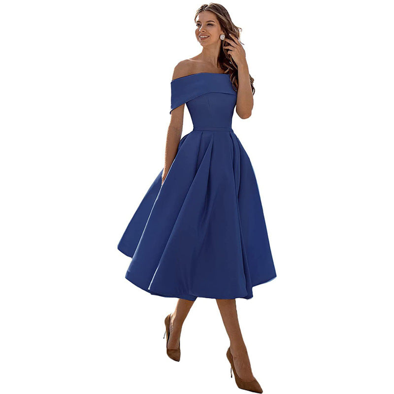 Vestido de Fiesta Sin Tirantes de Satén con Silueta Elegante | Ideal para Verano
