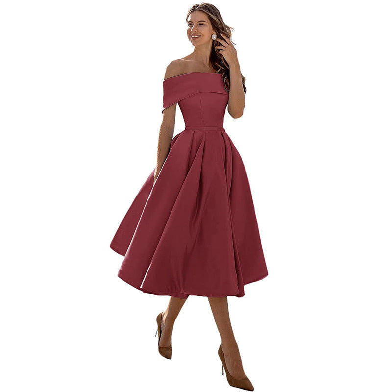 Vestido de Fiesta Sin Tirantes de Satén con Silueta Elegante | Ideal para Verano