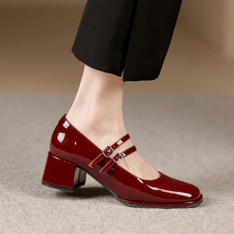 Tacones Altos De Cuero Suave Con Tacón Grueso Y Corte Bajo | Ideal Para Todas Las Estaciones