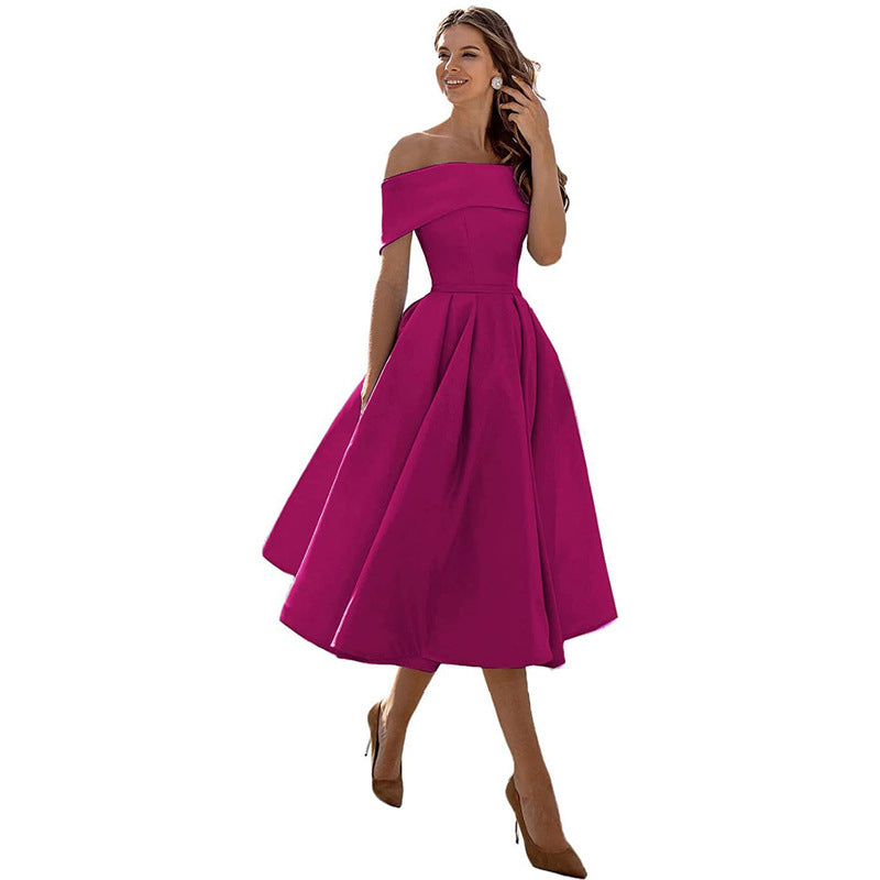 Vestido de Fiesta Sin Tirantes de Satén con Silueta Elegante | Ideal para Verano