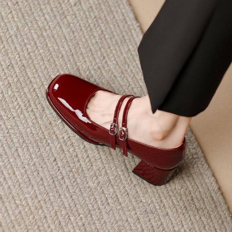 Tacones Altos De Cuero Suave Con Tacón Grueso Y Corte Bajo | Ideal Para Todas Las Estaciones